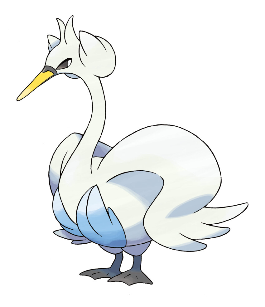 absurdres animal_focus artist_request bird closed_mouth full_body gen_5_pokemon highres nintendo no_humans official_art pokemon pokemon_(creature) pokemon_bw pokemon_focus simple_background solo swan swanna third-party_source white_background