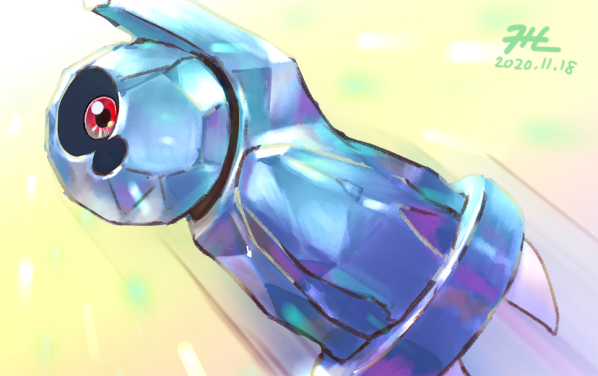 beldum commentary_request dated gen_3_pokemon looking_ahead nintendo no_humans null_suke one-eyed one-hour_drawing_challenge pokemon pokemon_(creature) red_eyes signature