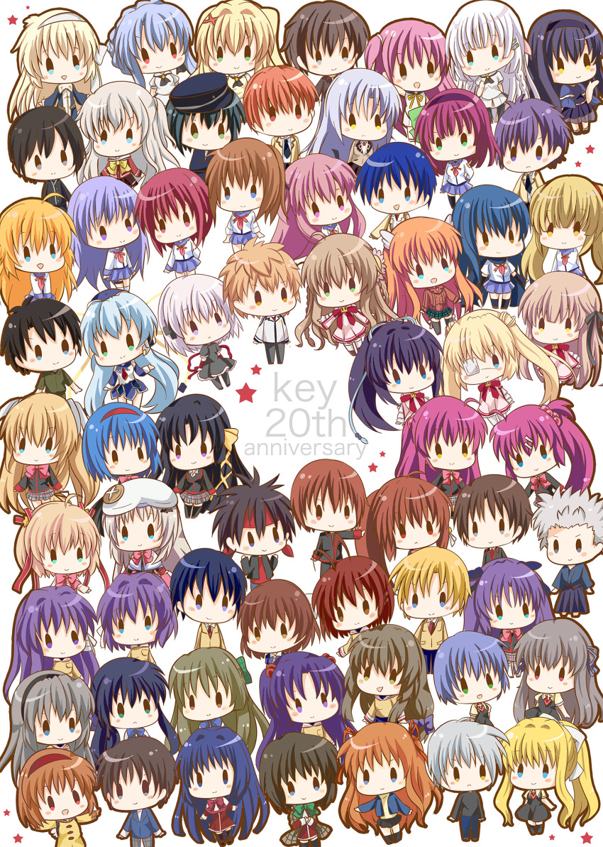 6+girls absolutely_everyone air_(visual_novel) aizawa_yuuichi angel_beats! anniversary charlotte_(anime) chibi clannad commentary_request company_connection company_name crossover everyone fujibayashi_kyou fujibayashi_ryou furukawa_nagisa futaki_kanata harmonia_(key) highres hinata_hideki hisako_(angel_beats!) hoshino_yumemi ibuki_fuuko ichinose_kotomi inohara_masato irie_miyuki iwasawa_masami junker kagari_(rewrite) kamikita_komari kamio_misuzu kanbe_kotori kanon katou_umi key_(company) kirishima_kano konohana_lucia kunisaki_yukito kurugaya_yuiko kushima_kamome little_busters! minase_nayuki misaka_shiori miyazawa_kengo multiple_crossover multiple_girls nakamura_yuri nakatsu_shizuru naoe_riki naoi_ayato naruse_shiroha natsume_kyousuke natsume_rin nishizono_mio noda_(angel_beats!) noumi_kudryavka okazaki_tomoya okazaki_ushio ootori_chihaya otonashi_yuzuru otosaka_yuu planetarian rewrite saigusa_haruka sakagami_tomoyo sasasegawa_sasami sawatari_makoto sekine_shiori senri_akane shiina_(angel_beats!) shiona_(harmonia) siblings simple_background sisters sorakado_ao star_(symbol) summer_pockets sunohara_youhei takahara_hairi tennouji_kotarou tenshi_(angel_beats!) tokido_saya tomori_nao toono_minagi tsukimiya_ayu tsumugi_wenders twins ura_(ura-tennislove) white_background yui_(angel_beats!) yusa_(angel_beats!)
