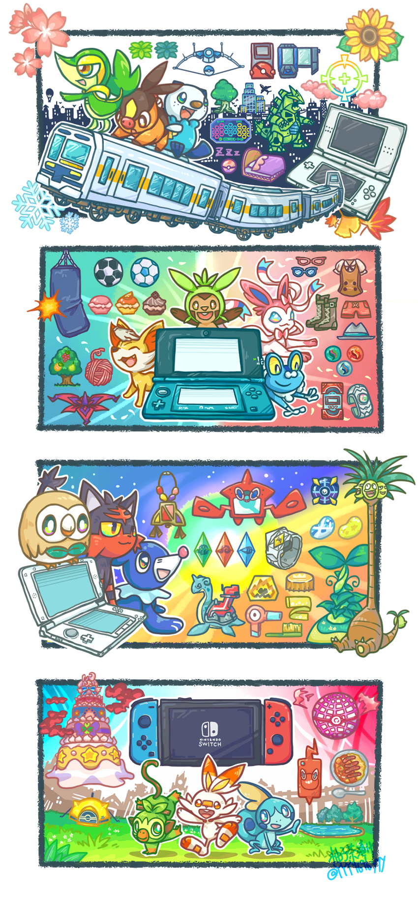:3 absurdres aircraft airplane alcremie alolan_exeggutor alolan_form amulet arms_up autumn_leaves ball beast_ball bed berry_(pokemon) blue-framed_eyewear blue-tinted_eyewear boots bow_(weapon) brown_boots brown_shirt building c-gear cellphone chespin city closed_eyes colored_sclera commentary_request creatures_(company) crystal curry dream_ball dynamax_ball fennekin flower food froakie fruit game_freak gen_1_pokemon gen_4_pokemon gen_5_pokemon gen_6_pokemon gen_7_pokemon gen_8_pokemon gigantamax gigantamax_alcremie gold_bottle_cap_(pokemon) grass grey_hat grookey hair_brush hair_dryer hand_cursor handheld_game_console happy hat highres hot_air_balloon lapras leaf litten mecha_tyranitar mega_ring mega_stone multiple_heads nintendo nintendo_3ds nintendo_3ds_ll nintendo_ds nintendo_dsi nintendo_switch open_mouth oshawott outdoors outline petting phone pinap_berry pink-framed_eyewear pink-tinted_eyewear pink_clouds pink_flower pink_shorts plate poke_ball poke_bean poke_puff pokedex pokemon pokemon-amie pokemon_(creature) pokemon_bw pokemon_bw2 pokemon_dream_radar pokemon_oras pokemon_refresh pokemon_sm pokemon_usum pokemon_xy pokestar_studios pond popplio porygon punching_bag razz_berry red_clouds robot rotom rotom_dex rotom_phone rowlet sausage scorbunny shadow shirt shorts sitting skyscraper smartphone smile snivy snowflakes sobble soccer_ball spoon sticker subway sunglasses sylveon teeth tent tepig tinted_eyewear totem_sticker towel tree twitter_username unworn_hat unworn_headwear upper_teeth_only water weapon wepear_berry white_outline wonder_launcher yarn yarn_ball yellow_flower yellow_sclera yyy9696yyy z-crystal z-ring zzz
