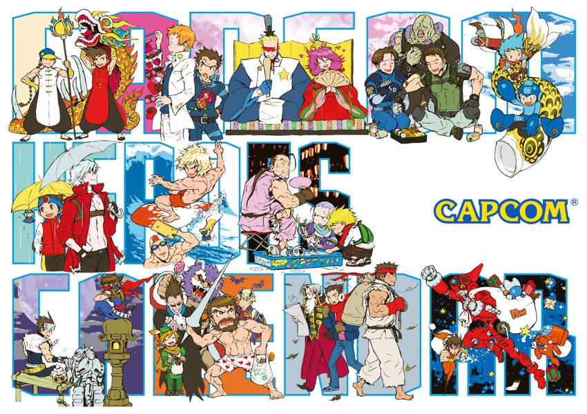 00s 1990s_(style) 6+boys ace_attorney astaroth_(makaimura) boxers breath_of_fire breath_of_fire_iii calendar capcom captain_commando captain_commando_(character) chibi chris_redfield company_connection company_name crossover dante_(devil_may_cry) demitri_maximoff devil_may_cry_(series) dougi falcon_(power_stone) final_fight guy_(final_fight) hat hibiki_dan ichimonji_batsu justice_gakuen kagami_kyousuke kaijin_no_souki kanzaki_hayato_(star_gladiator) ken_masters lan_hikari_(mega_man) leon_s._kennedy makaimura male_focus male_underwear mecha mega_man_(character) mega_man_(classic) mega_man_(series) mega_man_battle_network mega_man_battle_network_(series) megaman.exe miles_edgeworth mobilesuit_alpha mobilesuit_beta moon multiple_boys muscular nemesis_(resident_evil) nishimura_kinu official_art onimusha onimusha:_dawn_of_dreams phoenix_wright poison_(final_fight) power_stone resident_evil retro_artstyle robot ryu_(street_fighter) ryu_(breath_of_fire_iii) sack santa_hat side_arms_hyper_dyne sir_arthur_(makaimura) street_fighter strider_(video_game) strider_hiryuu surfboard surfing text_focus umbrella underwear valentine darkstalkers yang_lee yun_lee