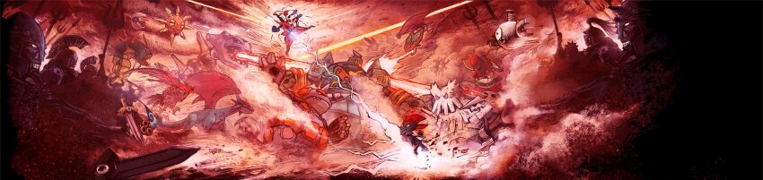 00s 2024_pokemon_teraleak 6+boys 6+others abomasnow absurdres aggron army attack battle bisharp clenched_hands concept_art dragon energy_gun epic face-to-face fighting floette floette_(eternal) game_freak gen_1_pokemon gen_2_pokemon gen_3_pokemon gen_4_pokemon gen_5_pokemon gen_6_pokemon golem golurk gyarados helmet highres holding holding_weapon honedge horns jumping looking_at_another lunatone magnemite magneton multiple_boys multiple_others nintendo noivern official_art open_mouth outdoors pokemon pokemon_(creature) pokemon_xy production_art punching red_background rhyperior salamence serious soldier solrock steelix swellow sword talonflame third-party_source weapon weavile wings yellow_eyes