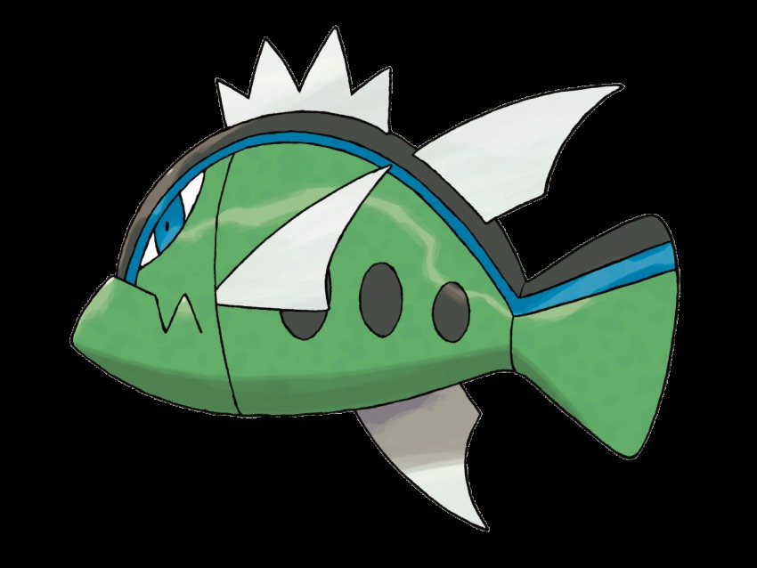 basculin basculin_(blue) colored_skin fins fish gen_5_pokemon green_skin nintendo no_humans official_art pokemon pokemon_(creature) tail