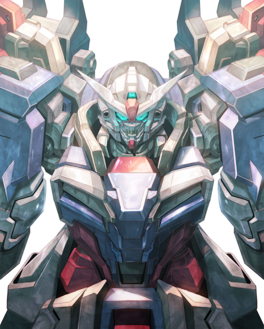 blue_eyes commentary_request destiny_gundam glowing glowing_eyes gundam gundam_seed gundam_seed_destiny highres looking_at_viewer mecha mecha_focus mobile_suit no_humans redesign robot science_fiction solo upper_body uungunover v-fin