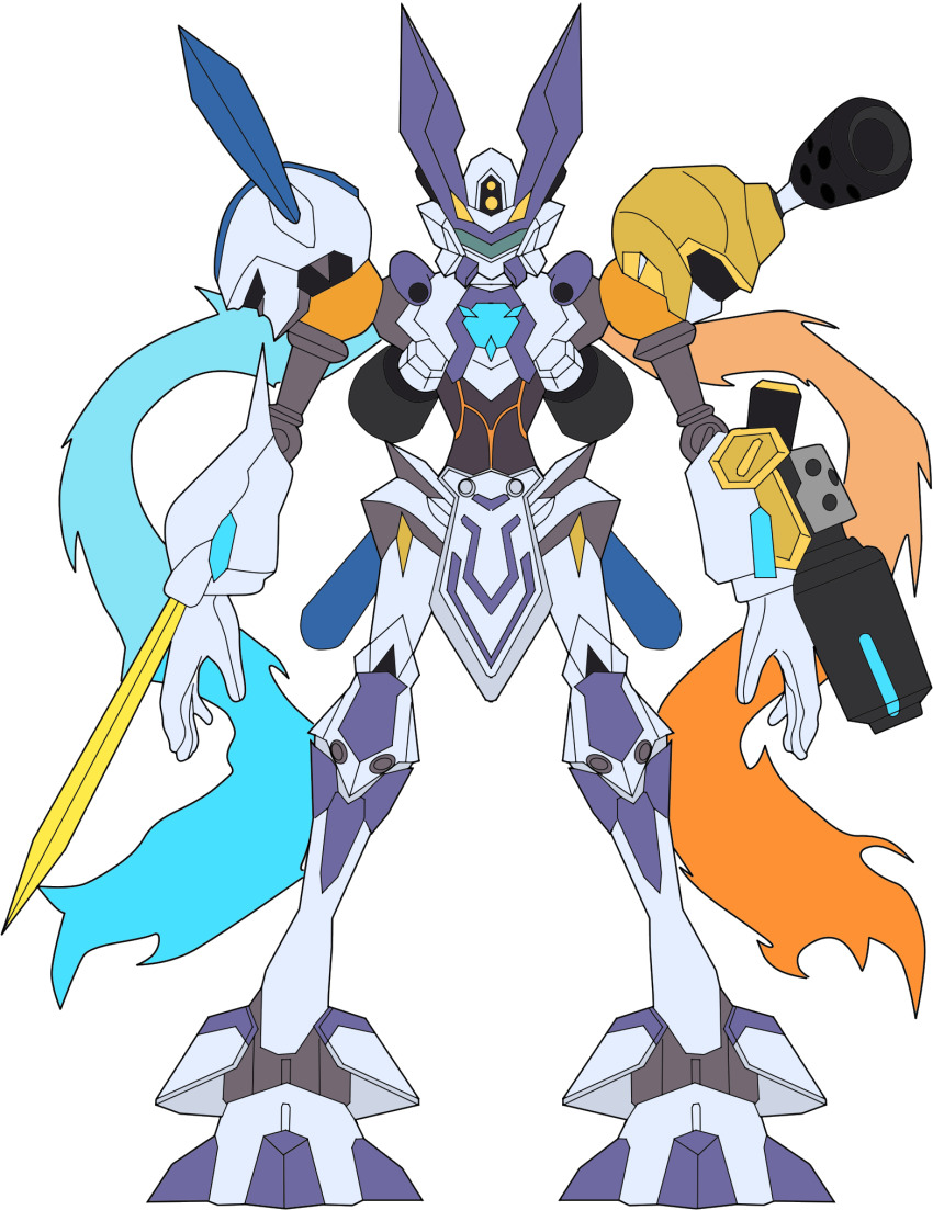 armor digimon digimon_(creature) fusion highres looking_at_viewer medarot metabee omedamon rokusho_(medarot) solo transparent_background