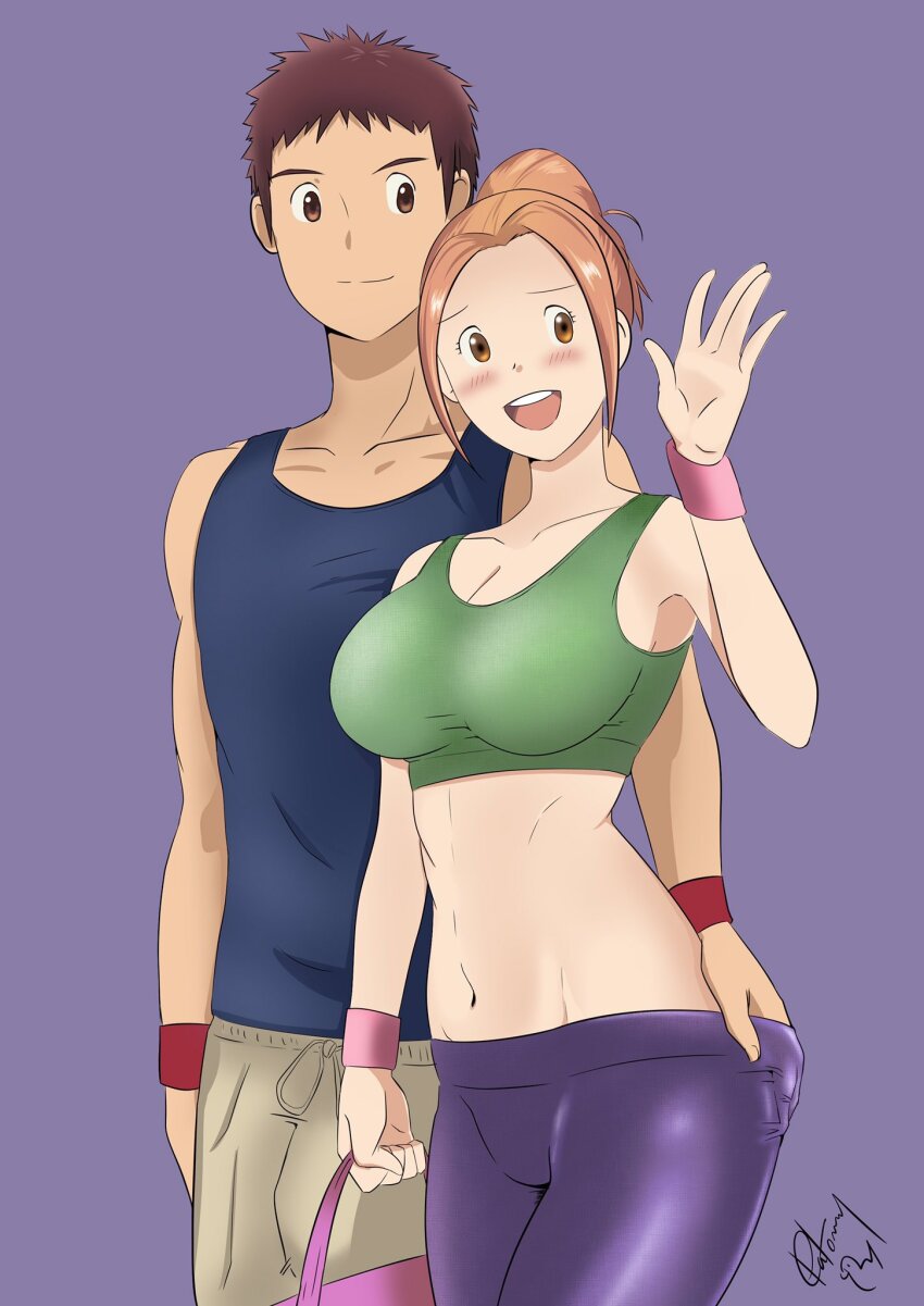 1boy 1girl ass blush breasts brown_eyes brown_hair digimon digimon_adventure:_last_evolution_kizuna highres imminent_penetration motomiya_daisuke patoman000 tachikawa_mimi
