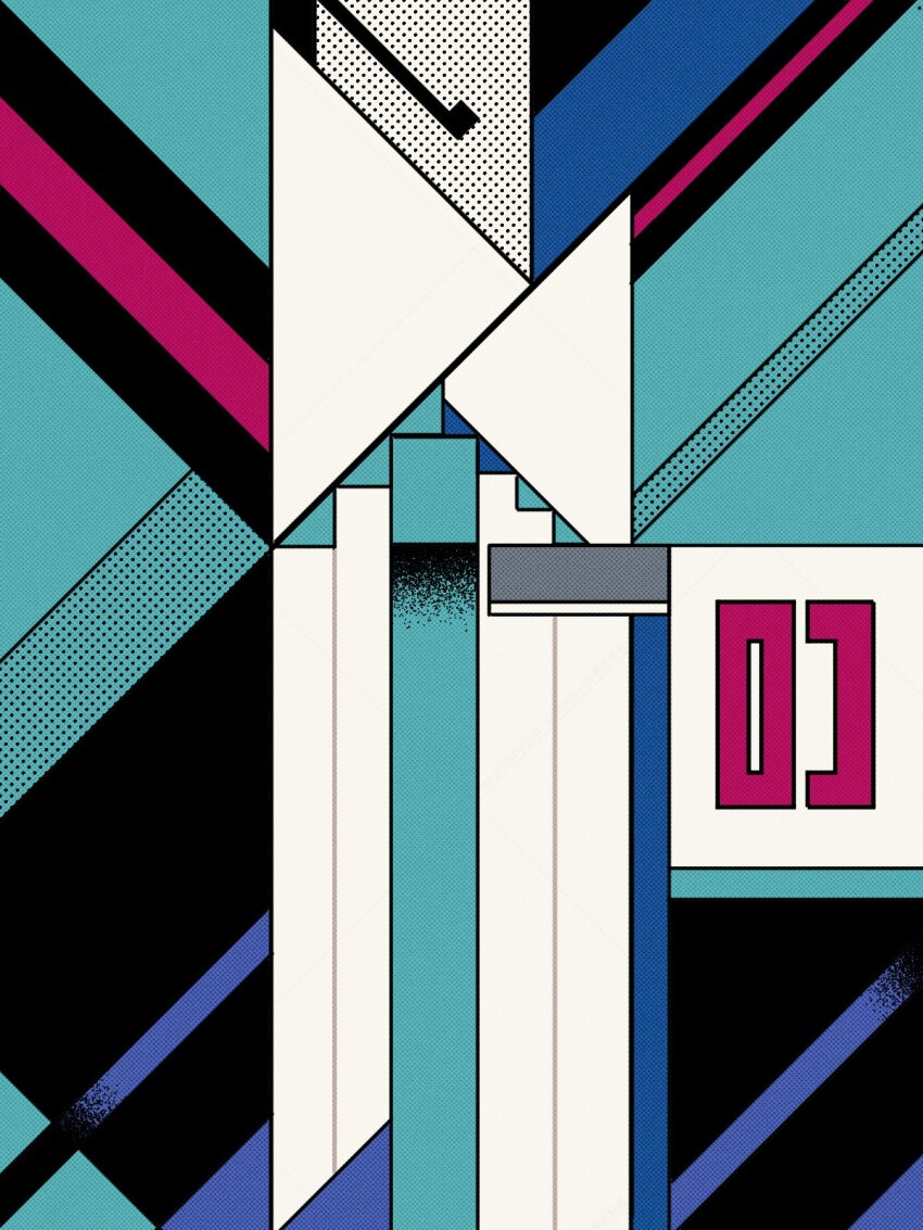 abstract aqua_necktie halftone hatsune_miku headset highres machigami_yoh necktie vocaloid