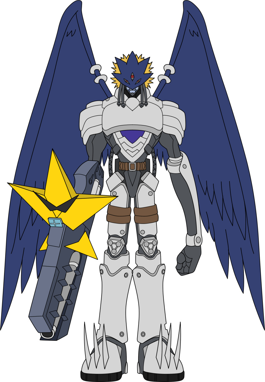 1boy absurdres beelzebumon_(digimon_xros_wars) beelzebumon_+_starmons digimon digimon_(creature) highres male_focus solo spikes star_(symbol) transparent_background wings