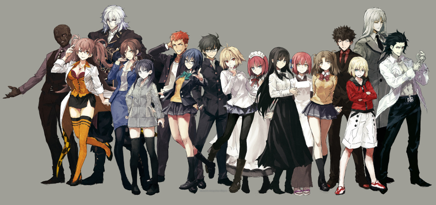 6+boys 6+girls ando_yuugo arcueid_brunestud bandaged_head bandages black_hair blonde_hair blue_eyes business_suit ciel_(tsukihime) dr._arach dress formal_clothes glasses group_picture hair_slicked_back highres hisui_(tsukihime) inui_arihiko jewelry karius_berlusconi kohaku_(tsukihime) konoe_ototsugu lab_coat long_hair maid mario_gallo_bestino michael_roa_valdamjong multiple_boys multiple_girls necklace noel_(tsukihime) orange_hair pantyhose pink_hair saiki_gouto saiki_mio school_uniform short_hair suit sweater tohno_akiha tohno_shiki tsukihime tsukihime_(remake) twintails vlov_arkhangel white_hair yumizuka_satsuki