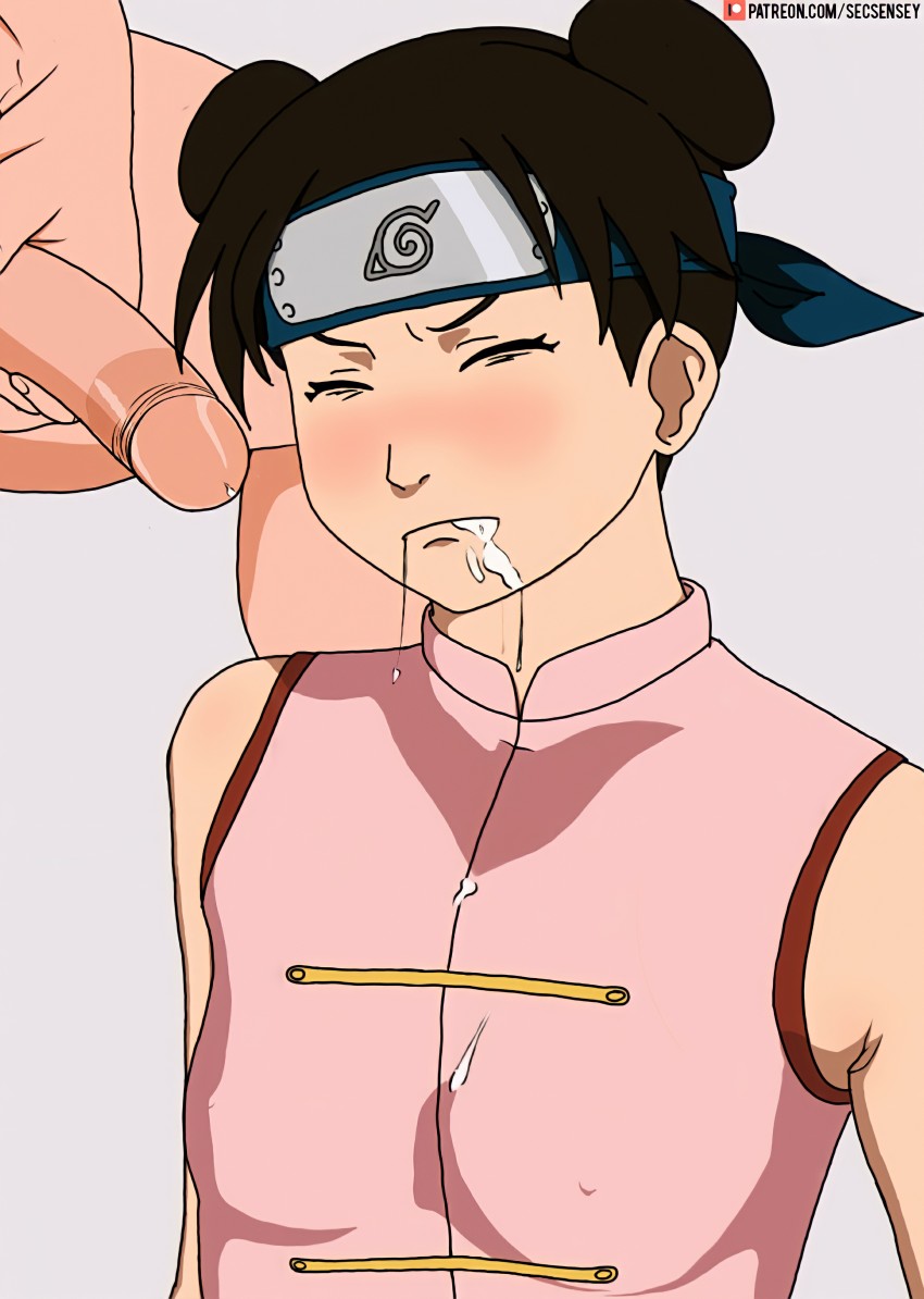 (female) 1girl absurdres fellatio highres naruto_(series) oral solo tenten_(naruto)