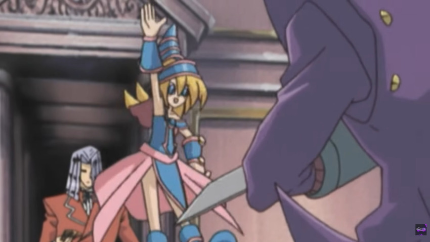 absurdres anime_screenshot arm_warmers armpits arms_up blonde_hair floating hat highres non-web_source sleeveless witch_hat yu-gi-oh!