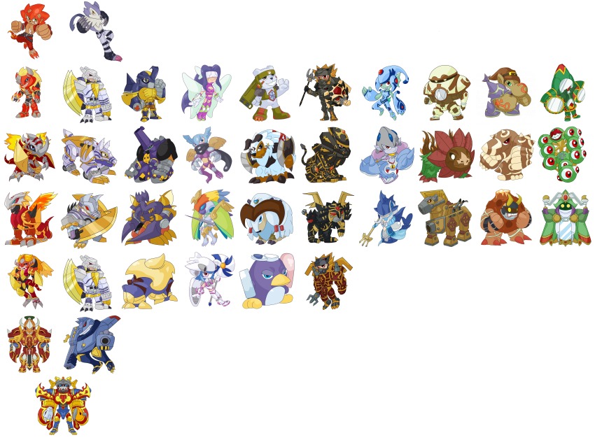 absurdres agnimon aldamon ancientbeatmon ancientgarurumon ancientgreymon ancientirismon ancientmegatheriumon ancientmermaimon ancientsphinxmon ancienttroiamon ancientvolcamon ancientwisemon arbormon armor beowolfmon blitzmon blizzarmon blue_hair bolgmon bracelet calamaramon chackmon daipenmon digimon digimon_(creature) earrings fairimon fins frog frog_girl fusion garummon gigasmon gloves grottemon helmet highres jetsilphymon jewelry kaiserleomon long_hair louwemon magnagarurumon mask mercuremon monster_girl petaldramon purple_hair raihimon ranamon red_eyes rhinokabuterimon sephirothmon short_hair shutumon squid squid_girl susanoomon ten_legendary_warriors tentacles vritramon wings wolfmon