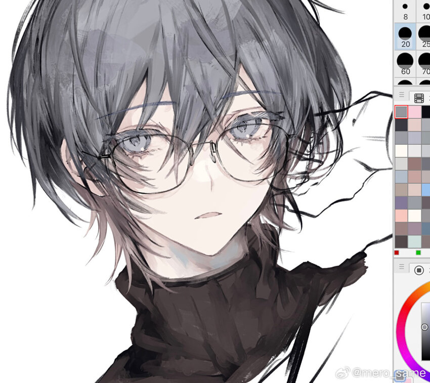 00_gx4 1boy bad_link bilibili_logo eyewear_on_head looking_at_viewer male_focus original portrait simple_background solo white_background