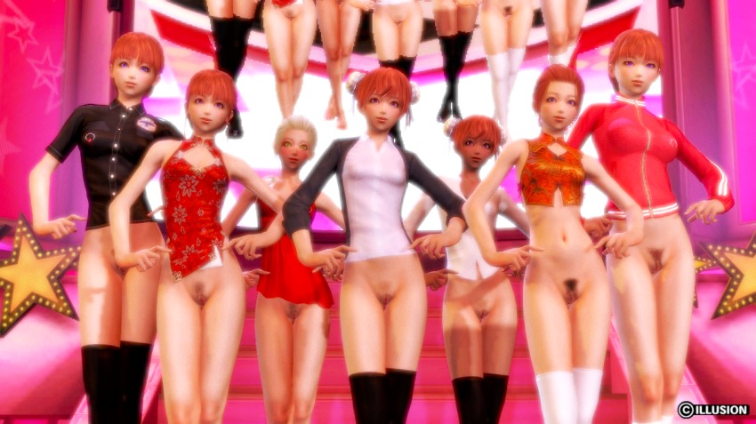 6+girls blonde_hair breasts female_focus gintama green_eyes illusion illusion_soft kagura_(gintama) multiple_girls nude pubic_hair pussy red_hair ribs sexy_beach sexy_beach_premium_resort small_breasts small_nipples uncensored