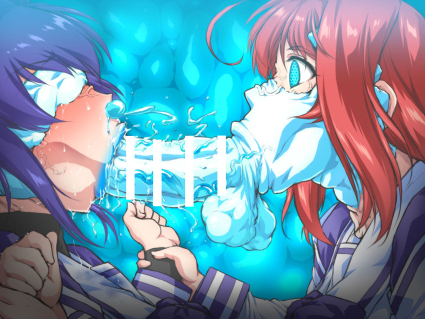 1futa 1girl :&gt;= blindfold blindfolded body_modification cum cum_in_mouth cum_in_nose fellatio futa_with_female futanari huge_penis kagami_sumika kiss kissing_penis large_penis mind_break mind_control mitsurugi_meiya modification muv-luv muv-luv_alternative nightmare_fuel open_mouth oral otoo_(izanagi) penis penis_mouth purple_hair red_hair testicles to-gnaniwa veins veiny_penis what