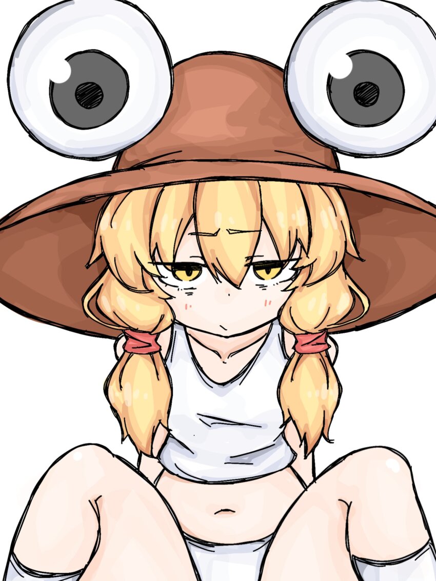 1girl blonde_hair fumomono highres moriya_suwako petite pyonta touhou yellow_eyes