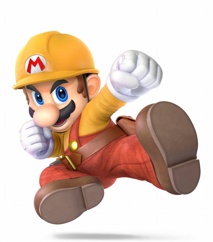 3d alternate_costume belt blue_eyes brown_footwear brown_hair builder_mario chin_strap facial_hair full_body gloves hard_hat helmet highres male_focus mario mario_(series) mustache nintendo official_art overalls red_overalls simple_background solo super_mario_maker super_smash_bros. utility_belt white_background