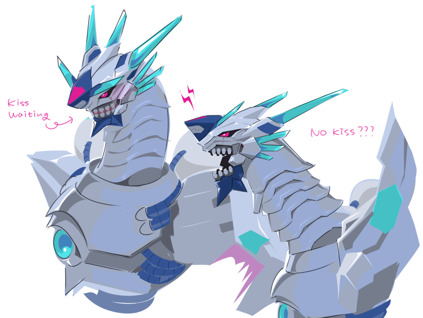 digimon digimon_(creature) dragon highres metallicdramon red_eyes sharp_teeth simple_background solo teeth white_background
