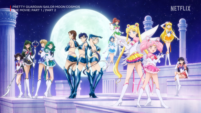aino_minako bishoujo_senshi_sailor_moon blue_eyes blue_sailor_collar breasts chibi_moon chibi_usa choker earrings eternal_sailor_moon gloves heart heart_choker high_ponytail highres hino_rei jewelry kaiou_michiru kino_makoto long_hair looking_at_viewer magical_girl meiou_setsuna mizuno_ami multiple_girls netflixanime orange_sailor_collar ponytail red_choker sailor_chibi_moon sailor_collar sailor_jupiter sailor_mars sailor_mercury sailor_moon sailor_neptune sailor_pluto sailor_saturn sailor_senshi sailor_senshi_uniform sailor_star_fighter sailor_star_healer sailor_star_maker sailor_uranus sailor_venus seiya_kou short_hair skirt smile taiki_kou ten&#039;ou_haruka tomoe_hotaru tsuki_ni_kawatte_oshioki_yo tsukino_usagi twintails white_gloves yaten_kou