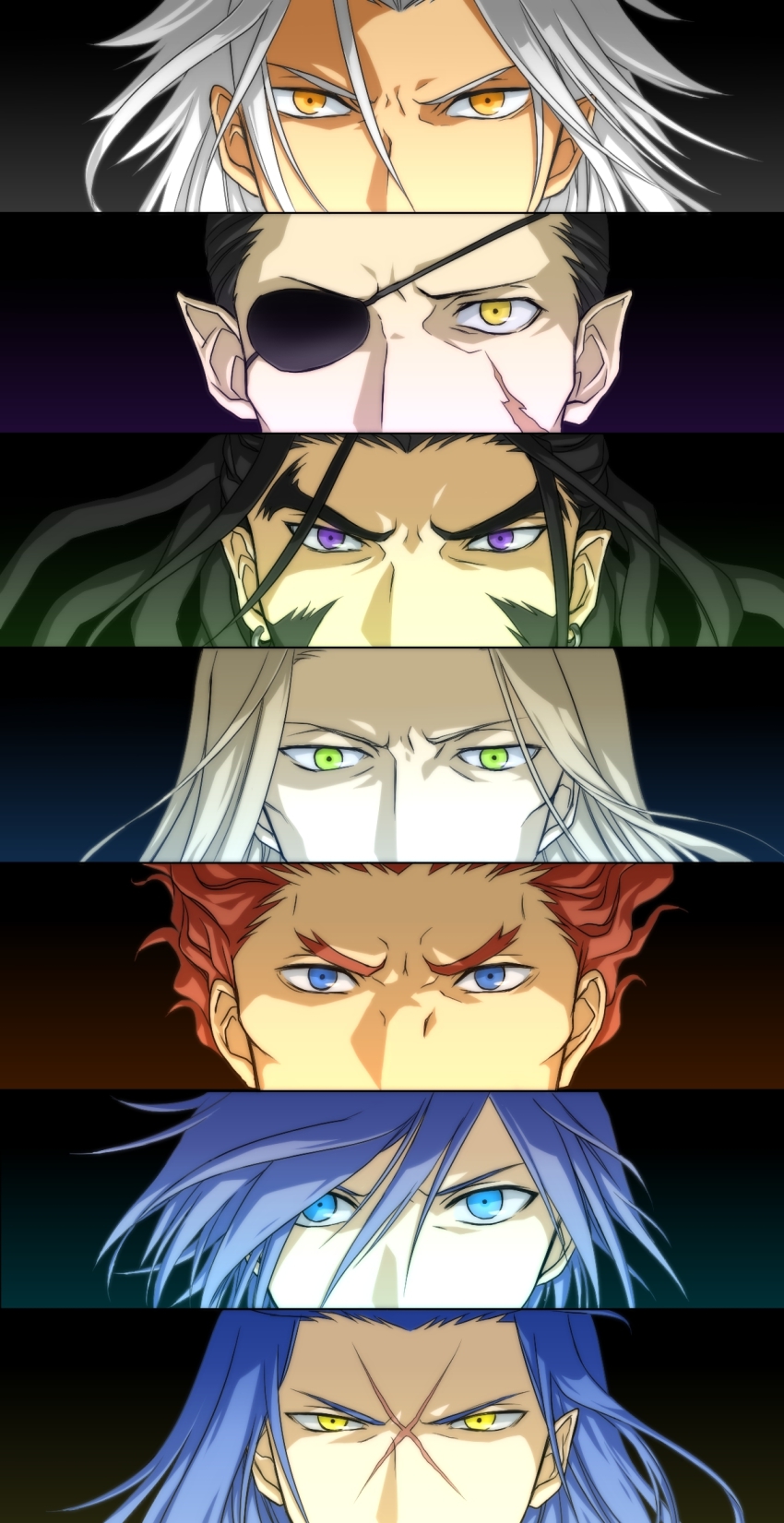 6+boys bad_id bad_pixiv_id bishounen black_hair blonde_hair blue_eyes blue_hair brown_hair dark-skinned_male dark_skin eyepatch green_eyes grey_hair hair_over_one_eye highres kingdom_hearts lexaeus male_focus multiple_boys okitsune_(okitsune-sama) persona persona_eyes pointy_ears ponytail purple_eyes saix scar vexen xaldin xemnas xigbar yellow_eyes zexion