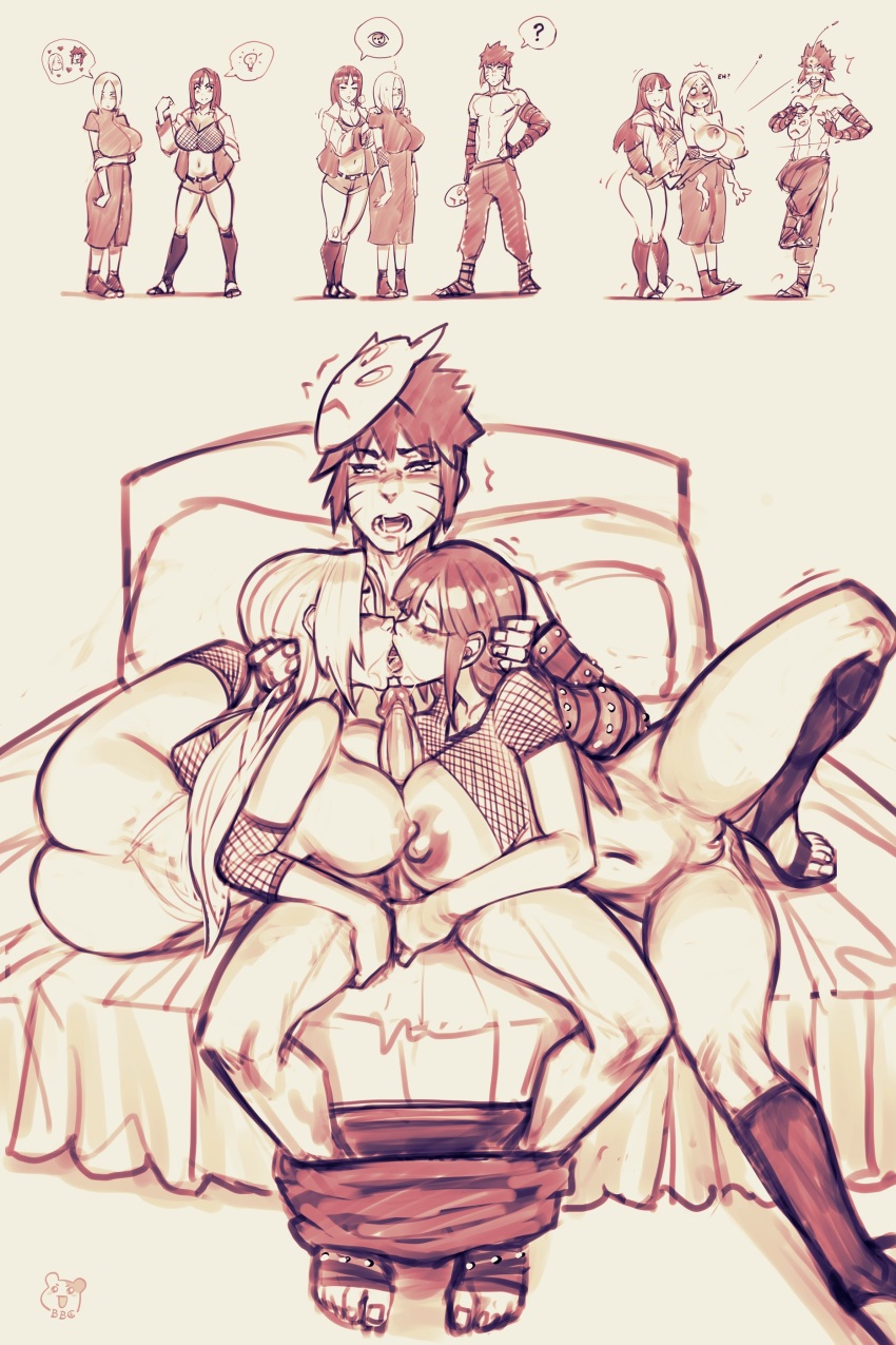 1boy 2girls absurdres bbc-chan bisexual_female black_detached_sleeves blonde_hair blood blush breasts cooperative_paizuri ffm_threesome group_sex highres huge_breasts hyuuga_hinata kiss large_breasts large_penis long_hair monochrome multiple_girls naruto:_road_to_ninja naruto_(classic) naruto_(series) naruto_shippuuden nipples nosebleed open_mouth paizuri penis pussy short_hair teamwork_(sexual) threesome tongue tongue_out topless_male uncensored uzumaki_menma yamanaka_ino