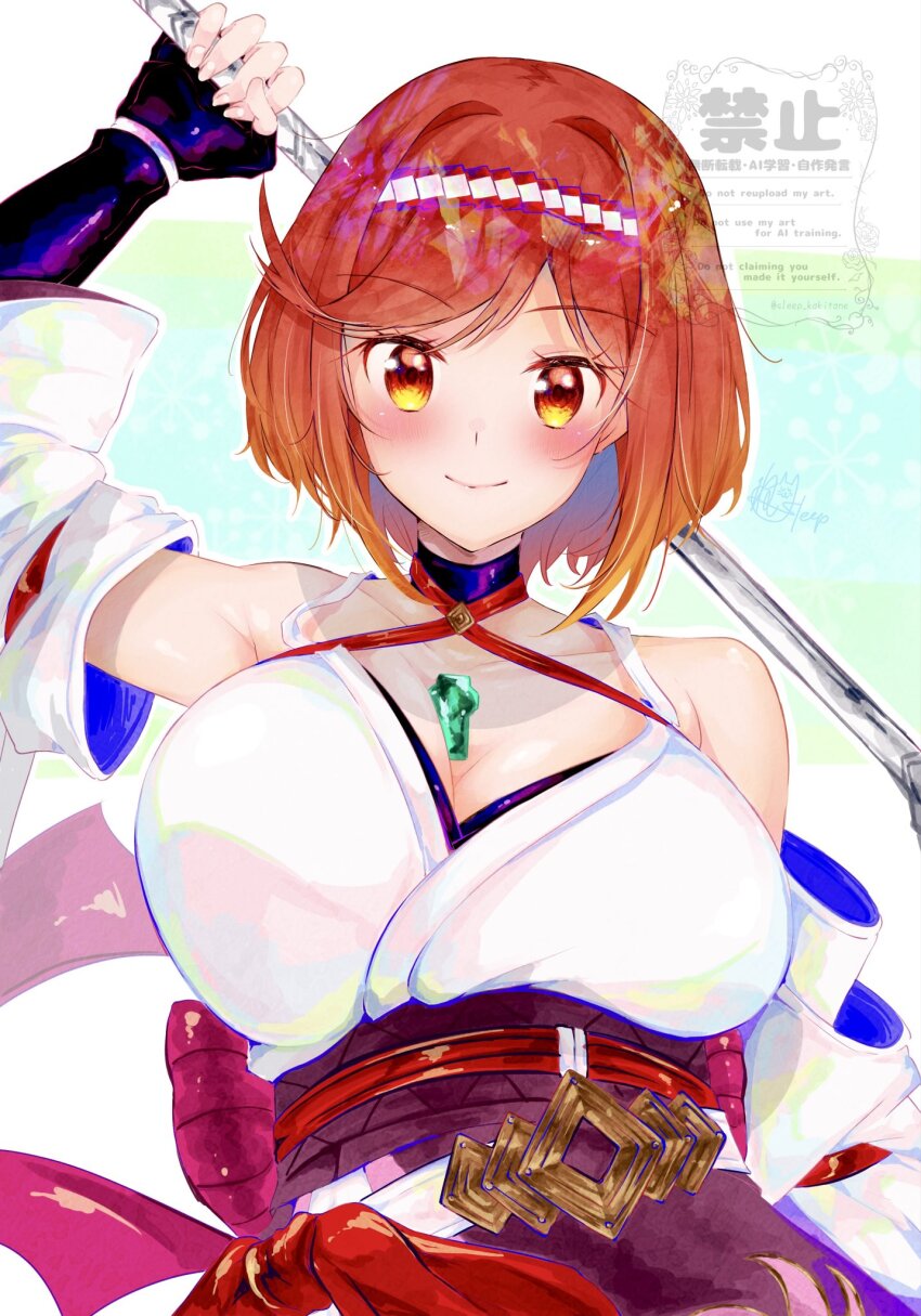 1girl alternate_hair_length alternate_hairstyle breasts glimmer_(xenoblade) highres large_breasts nemu_(ut_kakinotane) red_eyes solo xenoblade_chronicles_(series) xenoblade_chronicles_3 xenoblade_chronicles_3:_future_redeemed yellow_eyes