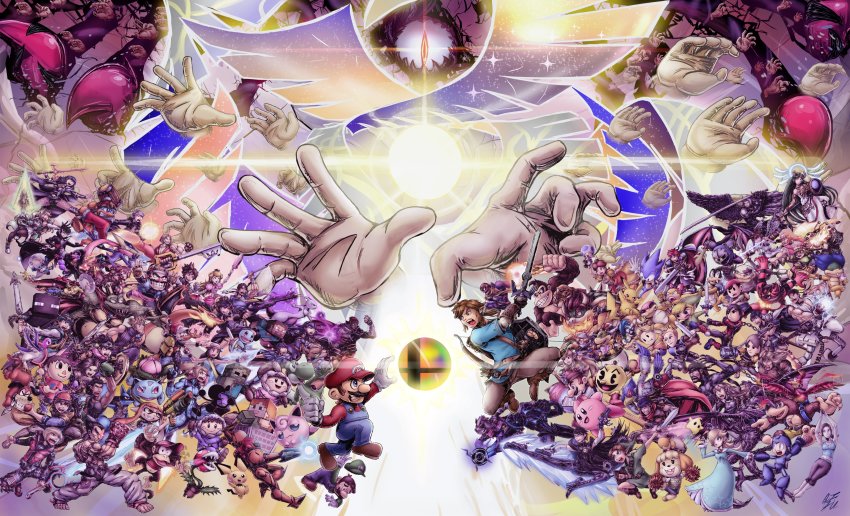 6+boys 6+girls absolutely_everyone absurdres aegis_sword_(xenoblade) alex_(minecraft) alph_(pikmin) alternate_hair_length alternate_hairstyle amamiya_ren android animal_crossing animal_ears armor arms_(game) atlus banjo-kazooie banjo_(banjo-kazooie) bare_shoulders baseball_cap bayonetta bayonetta_(series) bayonetta_2 beanie behind-the-head_headphones belt black_gloves black_hair black_legwear block_(object) blonde_hair blouse blue_armor blue_eyes blue_hair blue_overalls blush bodysuit bowser bowser_jr. breasts brothers brown_hair buster_sword capcom cape captain_falcon castlevania:_rondo_of_blood castlevania:_symphony_of_the_night castlevania_(series) charizard chest_jewel chrom_(fire_emblem) clothed_pokemon cloud_strife copy_ability corrin_(female)_(fire_emblem) corrin_(fire_emblem) crown dark_pit dark_samus denim diddy_kong disney dog_(duck_hunt) dog_girl domino_mask donkey_kong donkey_kong_(1981_game) donkey_kong_(series) donkey_kong_country dougi dr._mario dr._mario_(game) dragon_(arms) dragon_quest dragon_quest_iii dragon_quest_xi dress duck_(duck_hunt) duck_hunt earrings elf enderman epic everyone eyebrows_visible_through_mask f-zero facial_hair falchion_(fire_emblem) falco_lombardi family_computer_robot fatal_fury fatal_fury_cap father_and_daughter female_byleth_(fire_emblem) final_fantasy final_fantasy_vii final_fantasy_vii_advent_children fingerless_gloves fire_emblem fire_emblem:_mystery_of_the_emblem fire_emblem:_path_of_radiance fire_emblem:_the_binding_blade fire_emblem:_three_houses fire_emblem_awakening fire_emblem_fates food fox_mccloud fukuyama_jun galaxia_(sword) game_&amp;_watch ganondorf gen_1_pokemon gen_2_pokemon gen_4_pokemon gen_6_pokemon gen_7_pokemon gerudo glasses gloves green_eyes greninja gun hadouken hair_between_eyes hand_tattoo hat headband headphones headpiece hero_(dq11) hero_(dq4) highres holding horns hylian_shield ice_climber iggy_koopa ike_(fire_emblem) incineroar inkling inkling_girl inkling_player_character isabelle_(animal_crossing) ivysaur jacket jeans jewelry jigglypuff junior_clown_car kazooie_(banjo-kazooie) keyblade kid_icarus kid_icarus_uprising king_dedede king_k._rool kingdom_hearts kingdom_hearts_i kingdom_key kirby kirby_(series) knit_hat konami koopalings large_breasts larry_koopa leaf_(pokemon) legendary_pokemon lemmy_koopa link lipstick little_mac long_hair long_sleeves lucario lucas_(mother_3) lucina_(fire_emblem) ludwig_von_koopa luigi luigi&#039;s_mansion makeup male_robin_(fire_emblem) mario mario_(series) marth_(fire_emblem) martial_arts_belt masamune_(ff7) mask master_sword mega_man_(character) mega_man_(classic) mega_man_(series) megawatt_(arms) meta_knight metal_gear_(series) metal_gear_solid metal_gear_solid_2:_sons_of_liberty metroid metroid_prime mewtwo mii_(nintendo) mii_brawler mii_gunner min_min_(arms) minecraft minecraft_sword mishima_kazuya mitre mole mole_under_mouth monado morton_koopa_jr. mother_(series) mother_2 mother_3 mr._game_&amp;_watch multiple_boys multiple_girls muscular mustache mythra_(massive_melee)_(xenoblade) mythra_(xenoblade) namco nana_(ice_climber) necktie ness_(mother_2) nintendo noodles olimar on_shoulder open_mouth overalls pac-man pac-man_(game) palutena pants pantyhose persona persona_5 pichu pikachu pikmin_(creature) pikmin_(series) piranha_plant pit_(kid_icarus) plaid_clothes plaid_pants plumber pointy_ears pokemon pokemon_(creature) pokemon_on_shoulder pokemon_rgby ponytail popo_(ice_climber) powering_up princess_daisy princess_peach princess_zelda punch-out!! pyra_(xenoblade) ramram_(arms) rareware red_(pokemon) red_eyes red_gloves red_hair red_legwear ribbon_hair richter_belmont ridley rosalina roto_(dq3) roy_(fire_emblem) roy_koopa ryu_(street_fighter) samus_aran scar sega sephiroth sheik shield shirt short_hair short_shorts shorts shoulder_armor shulk_(xenoblade) siblings sidelocks simon_belmont skin_tight skirt slime_(dragon_quest) smash_ball smile sneaking_suit snk solid_snake sonic_(series) sonic_the_hedgehog sora_(kingdom_hearts) spiked_hair spikes spirit_(super_smash_bros.) square_enix squirtle star_(symbol) star_fox steve_(minecraft) street_fighter street_fighter_ii_(series) striped_clothes striped_shirt super_mario_galaxy super_mario_land super_mario_odyssey super_smash_bros. super_smash_bros._logo swept_bangs sword sword_of_the_creator tank_top tattoo teeth tekken terry_bogard the_king_of_fighters the_legend_of_zelda the_legend_of_zelda:_a_link_between_worlds the_legend_of_zelda:_breath_of_the_wild the_legend_of_zelda:_ocarina_of_time the_legend_of_zelda:_the_wind_waker thick_eyebrows tiara toon_link topknot topless_male triforce tunic varia_suit very_long_hair vest villager_(animal_crossing) wario weapon wendy_o._koopa whip white_hair wii_fit wii_fit_trainer wii_fit_trainer_(female) wings wolf_o&#039;donnell xander_mobus xenoblade_chronicles_(series) xenoblade_chronicles_1 xenoblade_chronicles_2 yoshi yoshiunity young_link zero_suit