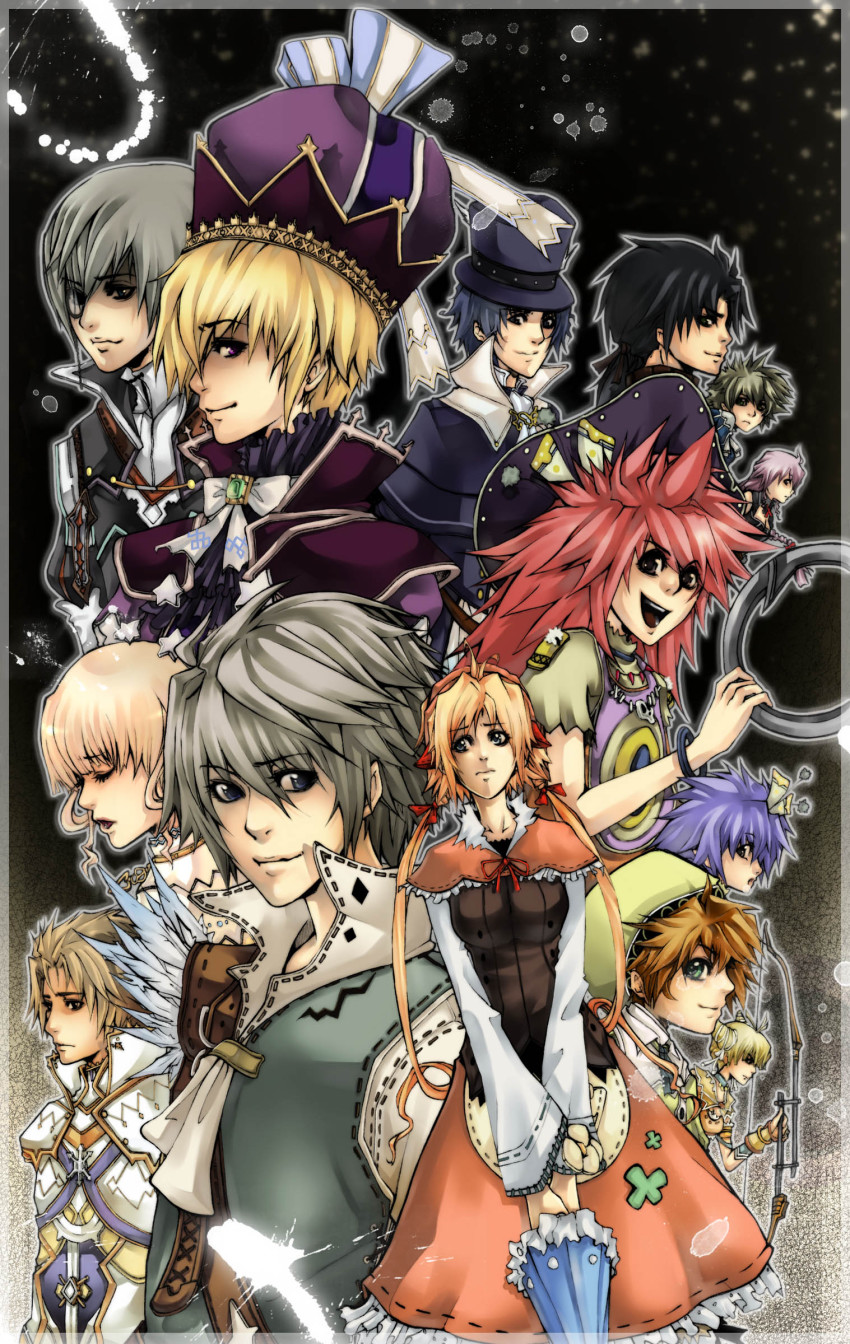 6+boys 6+girls absurdres allegretto beat beat_(trusty_bell) bow_(weapon) claves cone_hair_bun count_waltz crescendo_(trusty_bell) falsetto frederic_chopin_(trusty_bell) fugue_(trusty_bell) hair_bun hat highres jitterbug_(trusty_bell) march_(trusty_bell) multiple_boys multiple_girls polka polka_(trusty_bell) salsa salsa_(trusty_bell) serenade_(trusty_bell) trusty_bell umbrella viola weapon xmenoux