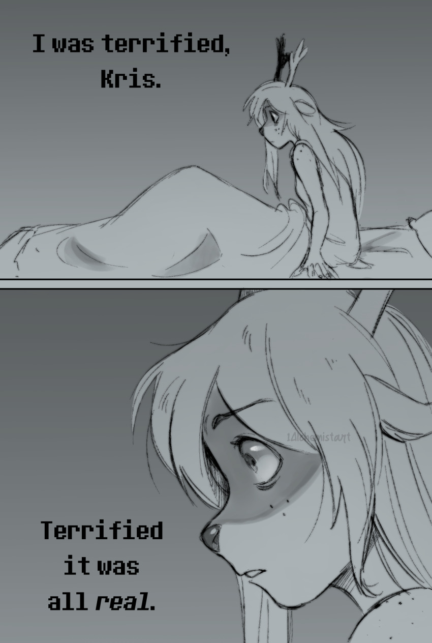 1alchemistart 1girl animal_ears antlers deer_antlers deer_ears deer_girl deltarune freckles furry furry_female highres horns long_hair noelle_holiday reindeer_girl weird_route_(deltarune)