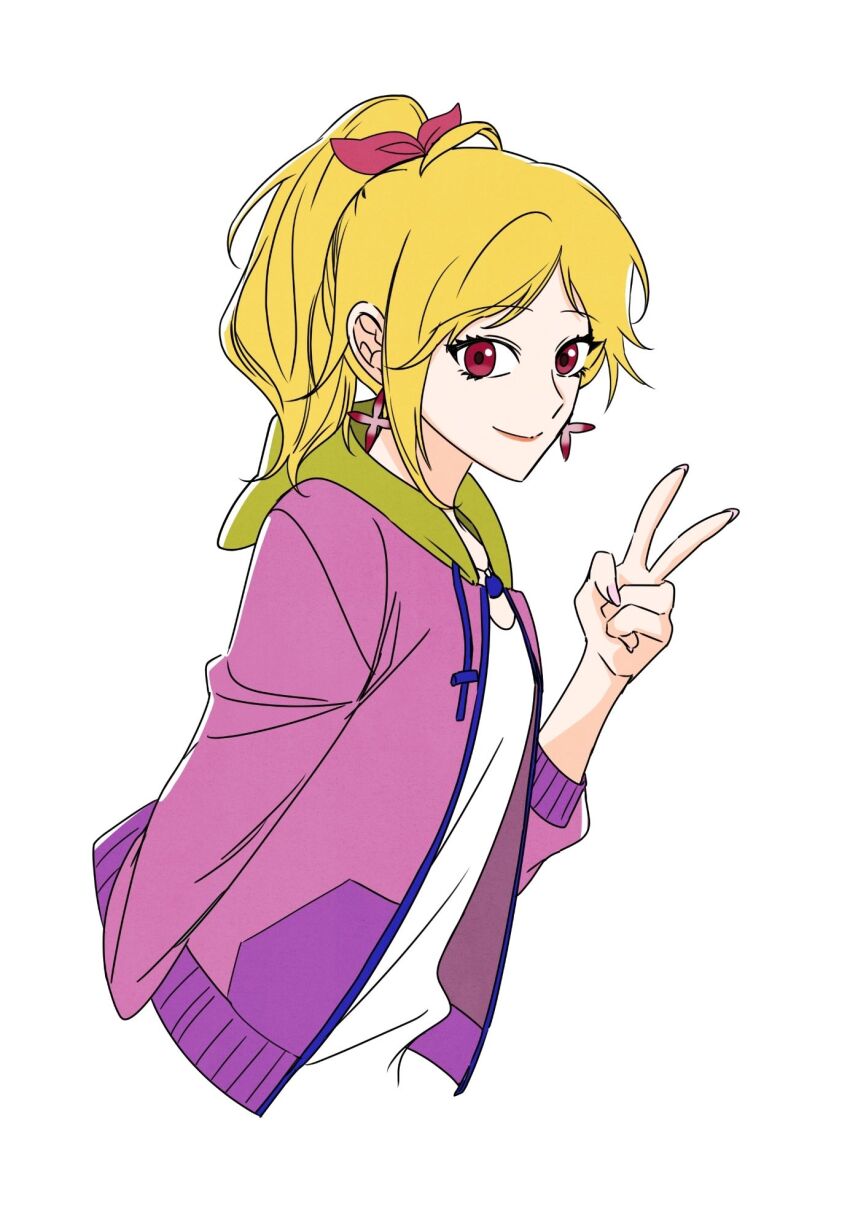 1girl aged_up digimon digimon_survive female_focus highres kimishima_saki looking_at_viewer simple_background solo white_background