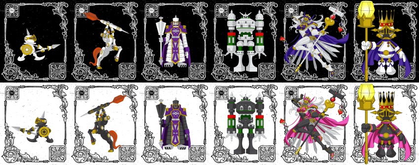 absurdres armor bishop_(chess) bishopchessmon_(black) bishopchessmon_(white) board_game cape centaur chess chess_piece crown digimon facial_hair highres king_(chess) kingchessmon knight_(chess) knightchessmon_(black) knightchessmon_(white) lance mustache pawn_(chess) pawnchessmon_(black) pawnchessmon_(white) polearm queen_(chess) queenchessmon rook_(chess) rookchessmon_(black) rookchessmon_(white) shield staff taur weapon