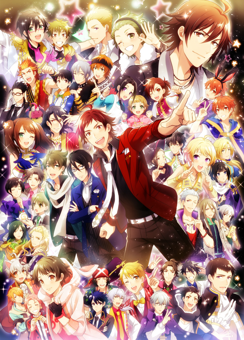 6+boys ahoge akai_suzaku akiyama_hayato akizuki_ryo akuno_hideo amagase_touma animal_ears aoi_kyosuke aoi_yusuke asselin_bb_ii bead_bracelet beads black_hair black_hairband black_headband black_necktie black_pants blackish_961sp_(idolmaster) blonde_hair blue_eyes bracelet brown_eyes brown_hair cafe_parade_(idolmaster) cat_ears child crossed_legs dramatic_stars_(idolmaster) enjoji_michiru everyone f-lags_(idolmaster) fake_animal_ears frame_(idolmaster) fuyumi_jun glasses gloves green_eyes green_hair hair_between_eyes hairband hanamura_shoma hand_on_another&#039;s_shoulder hazama_michio headband heterochromia high_x_joker_(idolmaster) highres himeno_kanon holding_hands idolmaster idolmaster_side-m ijuuin_hokuto iseya_shiki japanese_clothes jewelry jupiter_(idolmaster) kabuto_daigo kaerre kagura_rei kamiya_yukihiro kashiwagi_tsubasa kimura_ryu kitamura_sora kiyosumi_kuro kizaki_ren koron_chris kurono_genbu kuzunoha_amehiko legenders_(idolmaster) light_brown_hair long_hair maita_rui male_focus mitarai_shouta mizushima_saki mofumofuen_(idolmaster) multicolored_hair multiple_boys necktie nekoyanagi_kirio okamura_nao one_eye_closed orange_eyes orange_hair pants pierre_bichelberger pink_hair purple_eyes rabbit_ears red_eyes red_hair s.e.m_(idolmaster) sai_(idolmaster) sakaki_natsuki sakuraba_kaoru scarf shingen_seiji shinonome_soichiro shiron_(shiro_n) sleeveless star_(symbol) streaked_hair tachibana_shiro_(idolmaster) taiga_takeru takajo_kyoji teeth tendo_teru the_kogado_(idolmaster) trap tsukumo_kazuki tsuzuki_kei twintails upper_teeth_only uzuki_makio wakazato_haruna watanabe_minori white_gloves white_hair yamashita_jiro yellow_eyes