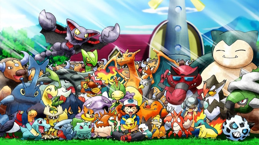 1boy ash_ketchum bulbasaur charizard corphish creatures_(company) donphan game_freak gen_1_pokemon gen_2_pokemon gen_3_pokemon gen_4_pokemon gen_5_pokemon gible glalie gliscor hat heracross infernape kingler krookodile leavanny muk nintendo noctowl oshawott palpitoad pignite pikachu pokemon pokemon_(anime) pokemon_(creature) quilava sceptile scraggy snivy snorlax staraptor swellow tauros torkoal totodile unfezant