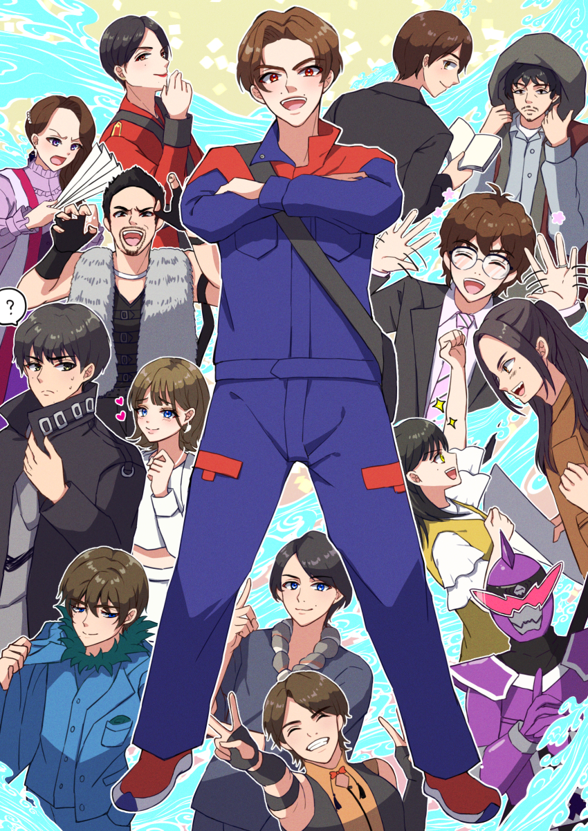 absurdres avataro_sentai_donbrothers don_murasame group_picture highres inuzuka_tsubasa kijino_tsuyoshi kito_haruka momoi_jin momoi_tarou momotani_jirou multiple_boys multiple_girls saruhara_shinichi sonogo_(donbrothers) sonoi_(donbrothers) sononi_(donbrothers) sonoroku_(donbrothers) sonoshi_(donbrothers) sonoza_(donbrothers) super_sentai tsubasa_inuzuaka wanatsu