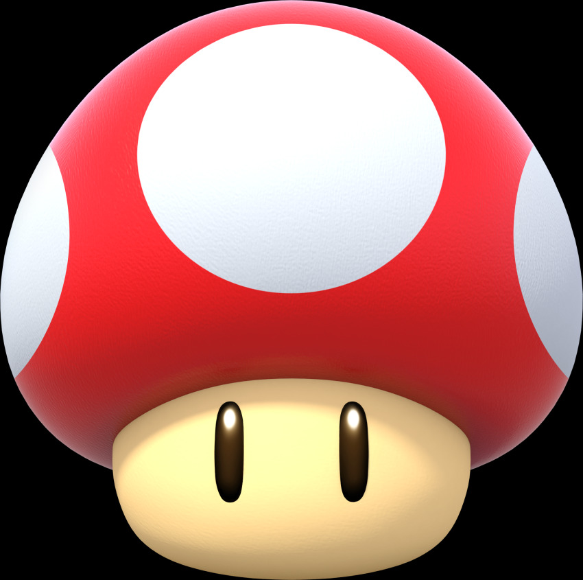 3d full_body highres looking_at_viewer mario_(series) nintendo no_humans official_art simple_background solo super_mushroom transparent_background