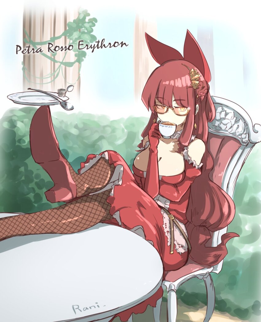 1girl absurdres animal_ears breasts cleavage dress glasses high_heels highres large_breasts ranigrany tagme