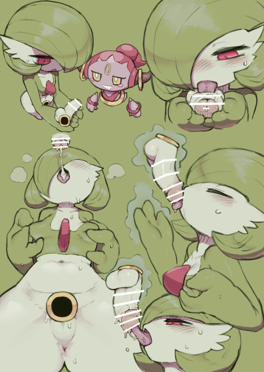 1boy anus autofellatio bar_censor blush blush_stickers bob_cut breath bright_pupils censored collarbone colored_sclera colored_skin cum cum_in_mouth cum_on_self cum_on_tongue disembodied_penis erection facial_mark fellatio forehead_mark from_above gardevoir gen_3_pokemon gen_6_pokemon grabbing_own_pectoral green_background green_eyes green_hair green_skin green_theme grin hair_over_one_eye half-closed_eyes hands_up happy highres hoopa hoopa_(confined) jitome legendary_pokemon licking looking_at_another lying male_focus masturbation multicolored_skin multiple_views mythical_pokemon nintendo nipple_stimulation nipple_tweak on_back one_eye_covered oral penis perineum pokemon pokemon_(creature) portal_(object) precum rayman_limbs red_eyes short_hair simple_background smile standing sweat teeth telekinesis testicles tongue tongue_out trap tweaking_own_nipple two-tone_skin white_pupils white_skin yellow_sclera yeti_(mu_kaiten)