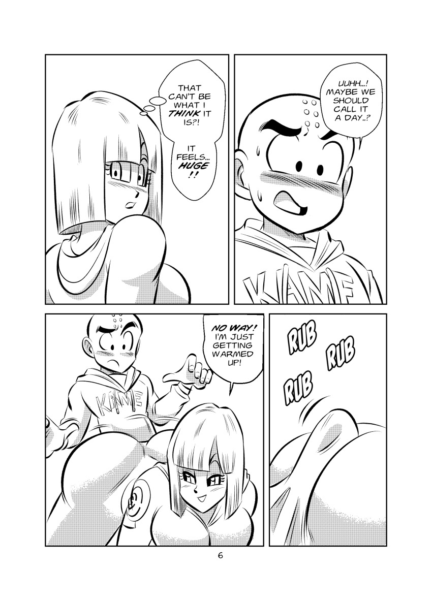 1boy 1girl absurdres ass bald bald_male breasts bulma dragon_ball funsexydragonball highres huge_ass kuririn large_breasts large_penis penis uncensored