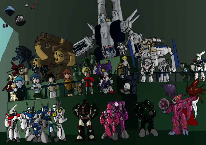 00s 1980s_(style) 1990s_(style) 2boys 4girls angel_(evangelion) annotation_request armd armor bad_anatomy battletech choujikuu_kidan_southern_cross choujikuu_seiki_orguss choujikuu_seiki_southern_cross choujikuu_yousai_macross crossover destroid esbeliben eva_01 glaug gundam hayase_misa ichijou_hikaru israfel_(evangelion) jeanne_francaix kidou_keisatsu_patlabor kikou_souseiki_mospeada kikou_souseki_mospeada leliel_(evangelion) lord_feff lynn_minmay macross macross:_do_you_remember_love? macross_2 macross_zero mad_cat madcat mardook mecha meltrandi monster_destroid mospeada multiple_boys multiple_girls neon_genesis_evangelion non-humanoid_robot nousjadeul-ger oldschool orguss orguss_(mecha) phalanx_(destroid) poorly_drawn power_armor power_suit quamzin_kravshera queadluun-nona queadluun-rau quimeliquola ramiel_(evangelion) regult retro_artstyle robot roiquonmi rx-78-2_gundam sdf-1 sdp-1_stampede_valkyrie sf-1 southern_cross spacecraft star_wars storm_attacker taiyou_no_kiba_dougram tie_fighter toy tread u.n._spacy vf-0 vf-1 vf-19 vf-1a vf-1j vf-1s vf-3000 walker_(robot) zentradi