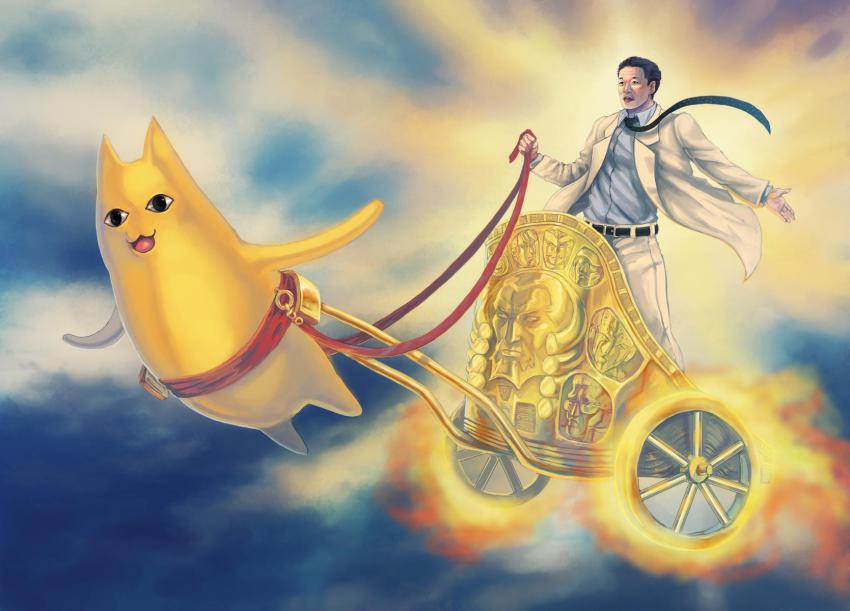 1boy apollo apollo_(god) azumanga_daiou cell_(dragon_ball) chariot charles_zi_britannia code_geass crossover dragon_ball drawfag epic fine_art_parody fire formal_clothes ginga_eiyuu_densetsu gintama greek_mythology highres katakuriko_matsudaira koichiro_ohta male_focus manly mihama_chiyo&#039;s_father multiple_crossover necktie ninin_ga_shinobuden oda_nobunaga_(sengoku_basara) onsokumaru oota_kouichirou oskar_von_reuenthal parody sengoku_basara solo suit top_wo_nerae! top_wo_nerae!_(series) voice_actor voice_actor_connection wakamoto_norio what