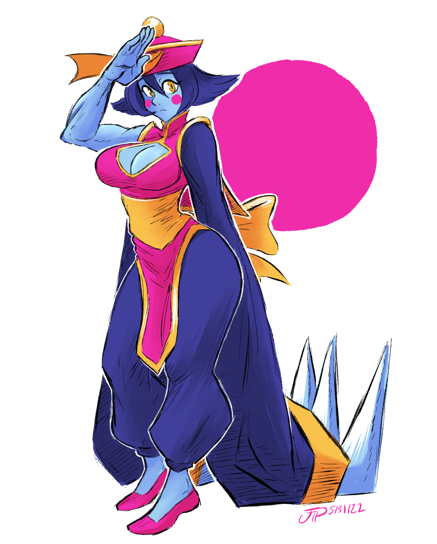 1girl absurdres breasts capcom cleavage hat highres large_breasts hsien-ko looking_at_viewer darkstalkers videajames