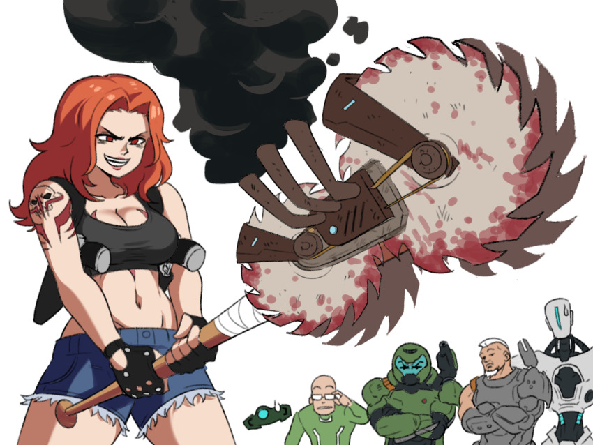 crazy_smile day_of_wrath day_of_wrath_(doom_fanfic) doom_(series) doom_2016 doom_eternal doom_guy doom_slayer doomguy doomslayer highres humanoid_robot intern_(doom_eternal) non-web_source quake_(series) quake_1 quake_3_arena robot samuel_hayden smile soulbreaker soulbreaker_(day_of_wrath) soulbreaker_(doom) soulbreaker_(infinitypilot) sports_bra surprised tina_fate valen_(doom_eternal)