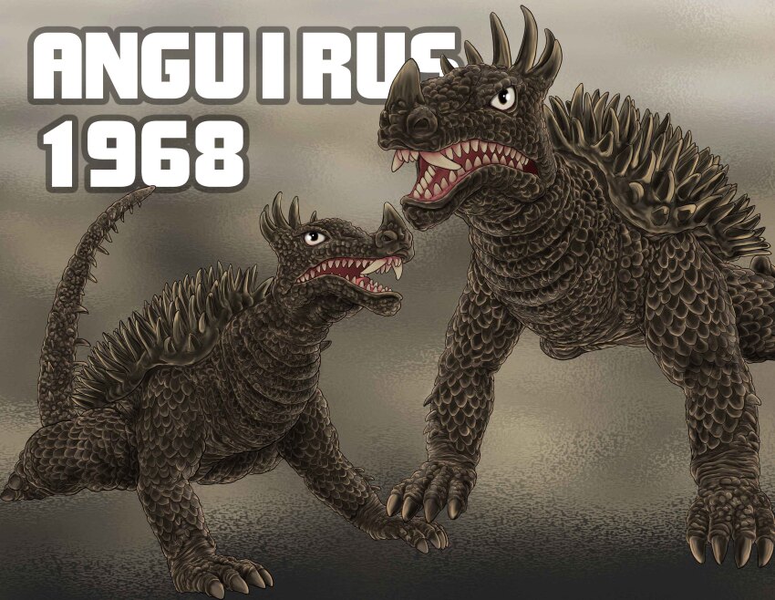 absurdres anguirus carapace character_name destroy_all_monsters dinosaur fangs godzilla_(series) highres horns kaiju monster open_mouth satoru33 sharp_teeth spikes tail teeth toho tongue