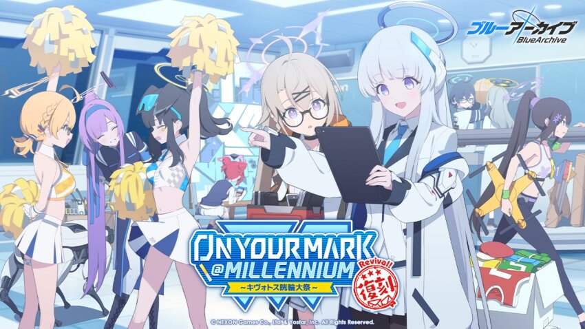6+girls blue_archive hibiki_(blue_archive) hibiki_(cheer_squad)_(blue_archive) kotori_(blue_archive) kotori_(cheer_squad)_(blue_archive) millennium_cheerleader_outfit_(blue_archive) mimitoke multiple_girls non-web_source tagme