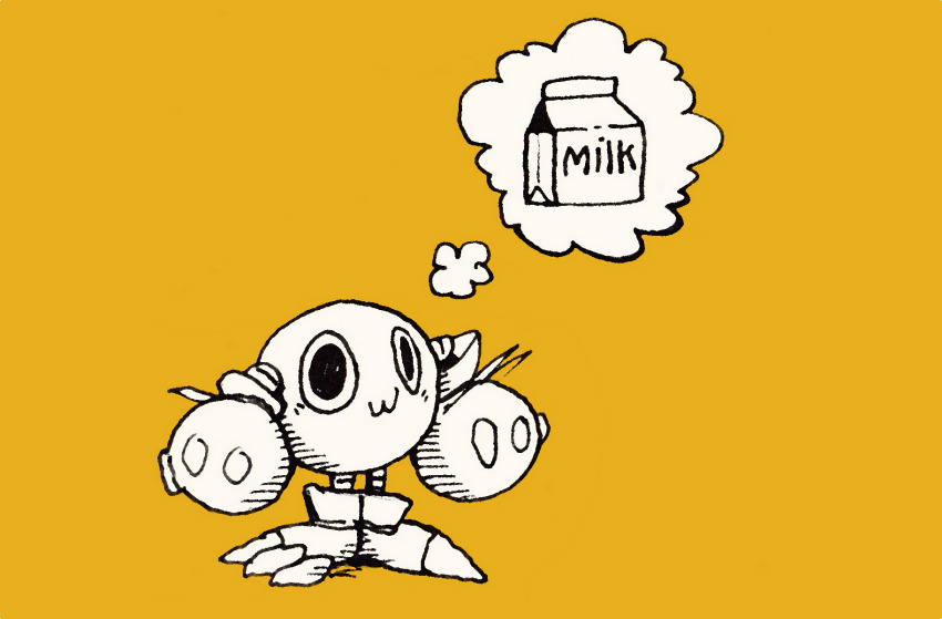 black_eyes digimon digimon_(creature) gloves highres mamemon meme milk smile solo