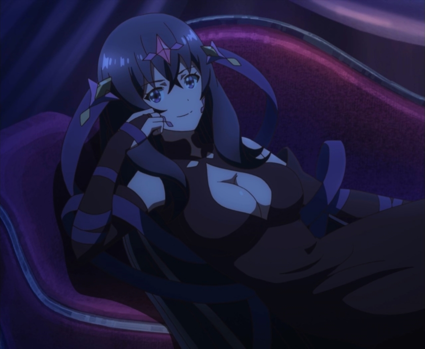 1girl breasts cleavage dress isekai_cheat_magician large_breasts long_hair shade_(isekai_cheat_magician) stitched tagme third-party_edit