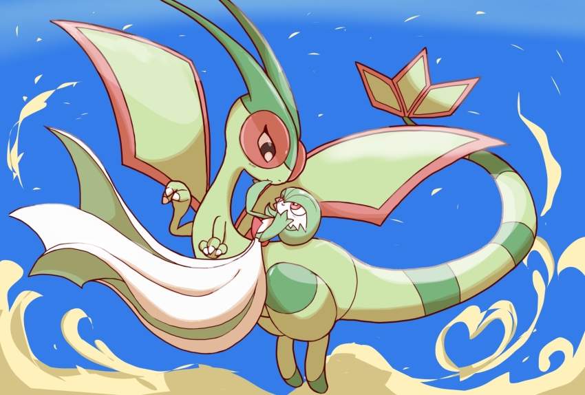 1girl black_eyes blue_background blush bob_cut bright_pupils claws closed_mouth colored_skin dragon dust eye_contact female_focus finger_to_another&#039;s_mouth flat_chest flygon full_body gardevoir gen_3_pokemon green_hair green_skin hair_between_eyes hands_up happy highres light_blush looking_at_another monya multicolored_skin nintendo pokemon pokemon_(creature) profile red_eyes short_hair smile two-tone_skin white_pupils white_skin