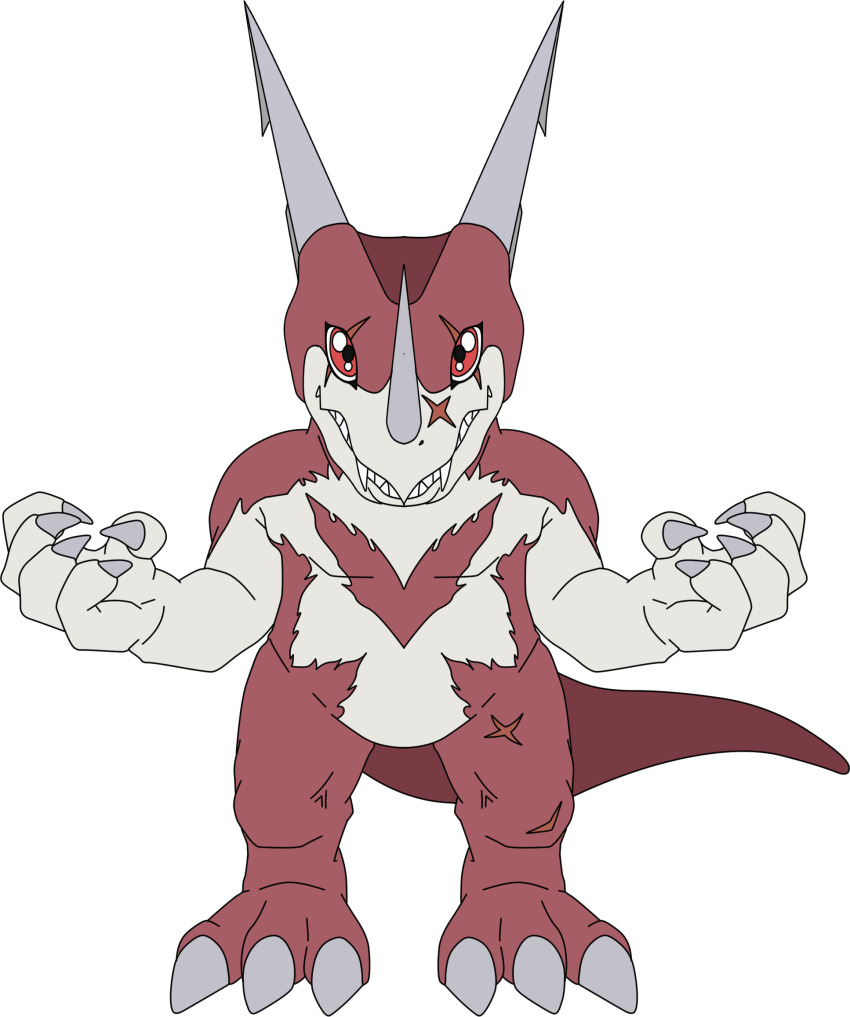 claws digimon digimon_(creature) dragon highres horns looking_at_viewer redv-dramon scar solo transparent_background