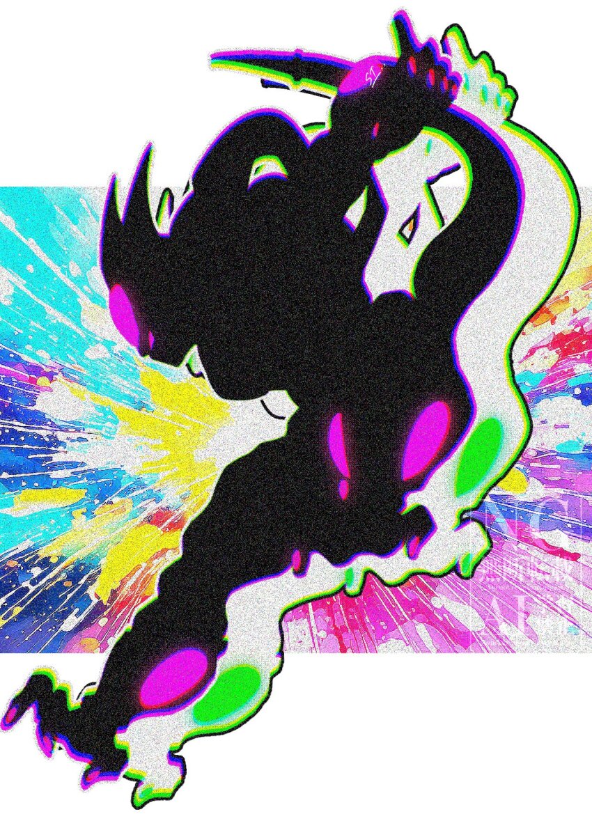 1boy cooler_(dragon_ball) cooler_(fifth_form)_(dragon_ball) dragon_ball dragonball_z flying_kick forehead_jewel full_body glowing highres kicking male_focus silhouette solo stktik09060906 tail