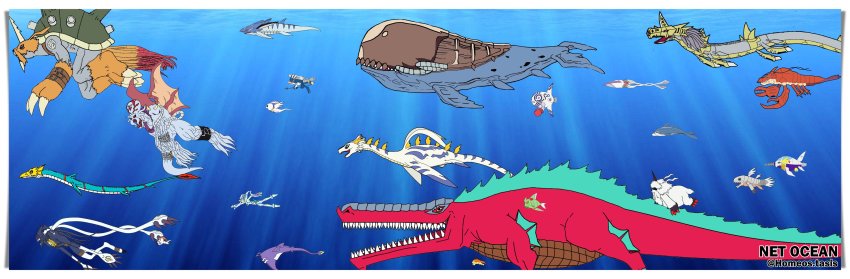 2girls absurdres android armor artist_request breasts calamaramon claws coelamon dagomon digimon digimon_(creature) ebidramon fish_girl gizamon hangyomon highres holding holding_weapon ikkakumon leviamon looking_to_the_side manbomon mantaraymon marinangemon marindevimon metalseadramon multiple_boys multiple_girls muscular no_humans one-piece_swimsuit plesiomon ranamon rukamon seadramon seven_great_demon_lords sharp_teeth size_comparison size_difference submarimon swimming swimmon swimsuit teeth tentacles twitter_username tylomon underwater water weapon whamon zudomon
